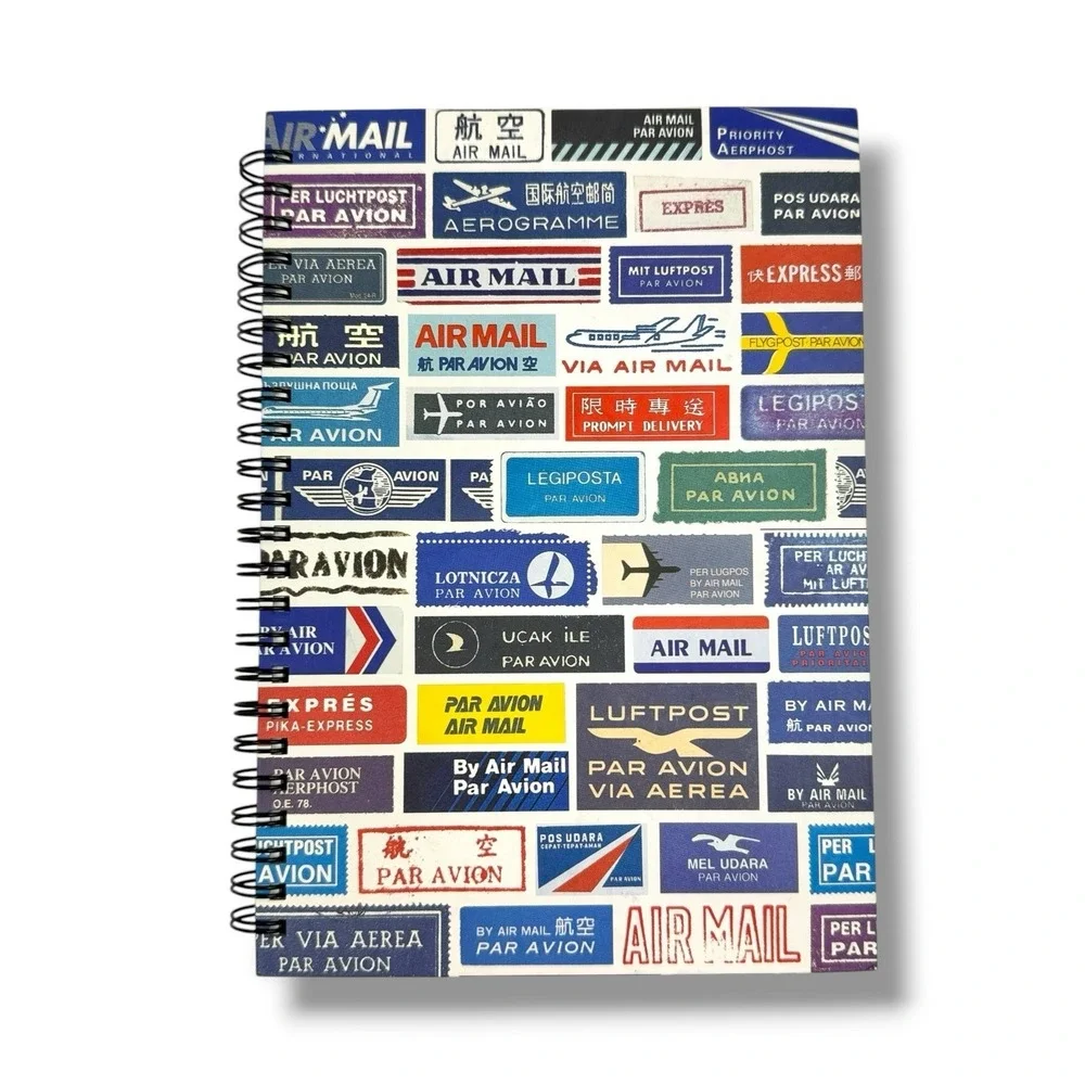 AIR MAIL Par Avion NOTEBOOK Journal Spiral Bound HC 63 Blank Pgs Chronical Books